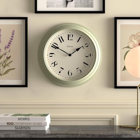 ساعة حائط JONES CLOCKS® Fenchurch | ساعة دائرية كلاسيكية كبيرة | 16 بوصة | أخضر | تصميم ديكور أنيق مثالي للمطبخ أو غرفة المعيشة أو غرفة النوم in Kuwait