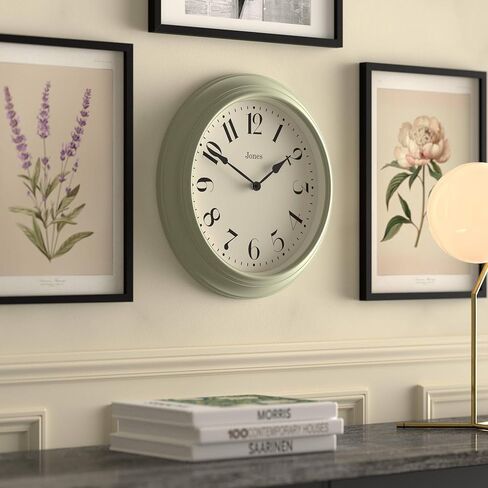 ساعة حائط JONES CLOCKS® Fenchurch | ساعة دائرية كلاسيكية كبيرة | 16 بوصة | أخضر | تصميم ديكور أنيق مثالي للمطبخ أو غرفة المعيشة أو غرفة النوم in Kuwait