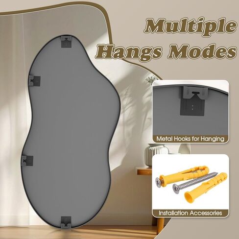 potijo Irregular Wall Mirror 20×36 Inch Wall Mirrors Decorative Gold Modern Asymmetrical Abstract Mirror for Bathroom Bedroom Living Room Entryway Hallway in Saudi Arabia