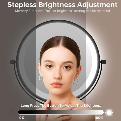 Lighted Makeup Mirror with Magnification, 1x/10x Magnifying Mirror with 3 Color and Blessed Cross, 7" Rechargeable Brightness Dimmable Height Adjustable Vanity Mirror, Christian Women Gift in Saudi Arabia