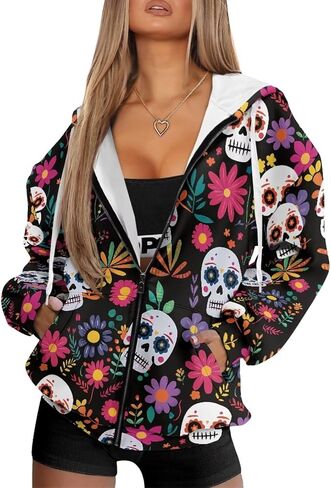 Womens Oversized Hoodie with Zipper Pockets Hooded Gradient Sweatshirt Women Zip Up Sweater Women Size XS-4XL in Saudi Arabia