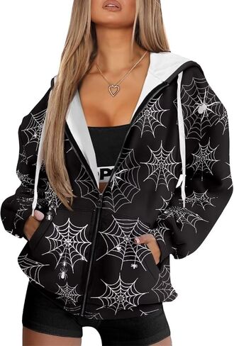 Womens Oversized Hoodie with Zipper Pockets Hooded Gradient Sweatshirt Women Zip Up Sweater Women Size XS-4XL in Saudi Arabia