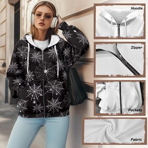 Womens Oversized Hoodie with Zipper Pockets Hooded Gradient Sweatshirt Women Zip Up Sweater Women Size XS-4XL in Saudi Arabia