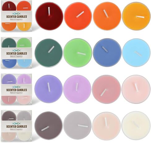 Colored Tealight Candles Scented, Natural Soy & Bee Wax Blend, 16 Colors & 7 Fragrances for Candle Painting & Home Decor，3.5 Hour Burn (16-Pack) by Kissingfish in Saudi Arabia