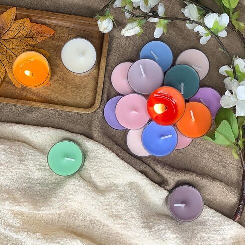 Colored Tealight Candles Scented, Natural Soy & Bee Wax Blend, 16 Colors & 7 Fragrances for Candle Painting & Home Decor，3.5 Hour Burn (16-Pack) by Kissingfish in Saudi Arabia