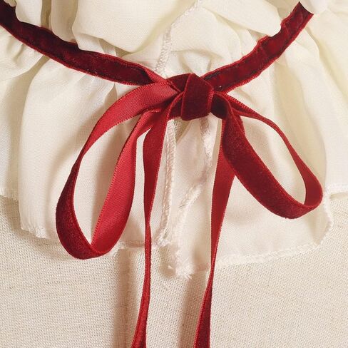 Decorative Ruffle Collar Retro Palace Ruffle Neck Scarf with Red Velvet Ties Steampunk Costume Accessory in Saudi Arabia