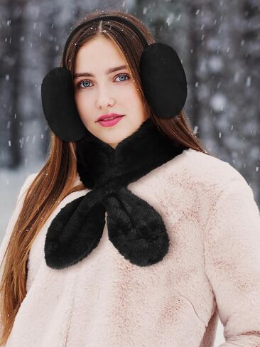3 Pcs Winter Faux Fur Collar Scarf Ear Muffs Mittens Set for Women Cold Weather Outdoor in Saudi Arabia