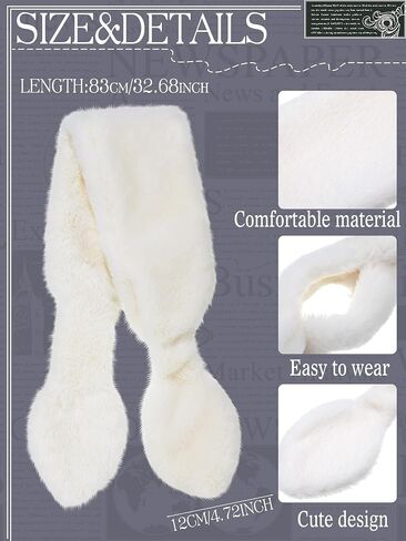 3 Pcs Winter Faux Fur Collar Scarf Ear Muffs Mittens Set for Women Cold Weather Outdoor in Kuwait
