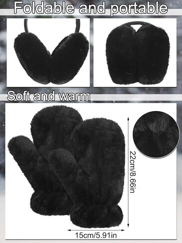 3 Pcs Winter Faux Fur Collar Scarf Ear Muffs Mittens Set for Women Cold Weather Outdoor in Saudi Arabia
