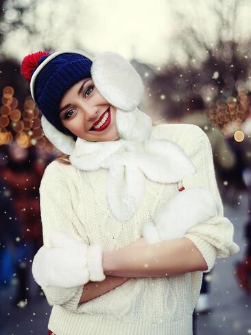 3 Pcs Winter Faux Fur Collar Scarf Ear Muffs Mittens Set for Women Cold Weather Outdoor in Kuwait