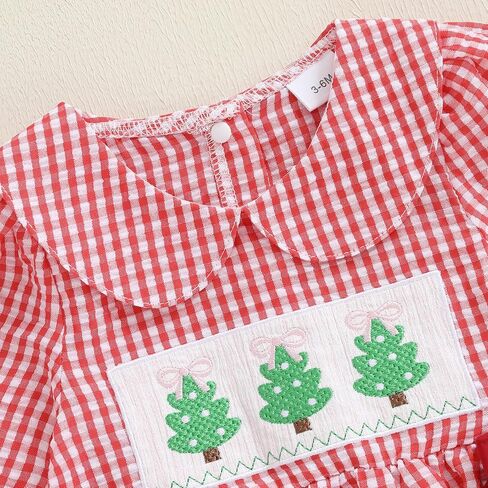 Smocked Baby Girl Clothes Christmas Romper Gingerbread Man Long Sleeve Smocked Jumpsuits Bow Headband Outfits in Kuwait