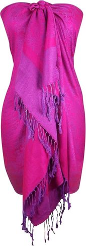 Peach Couture Elegant Vintage Two Color Jacquard Paisley Pashmina Shawl Wrap in Saudi Arabia