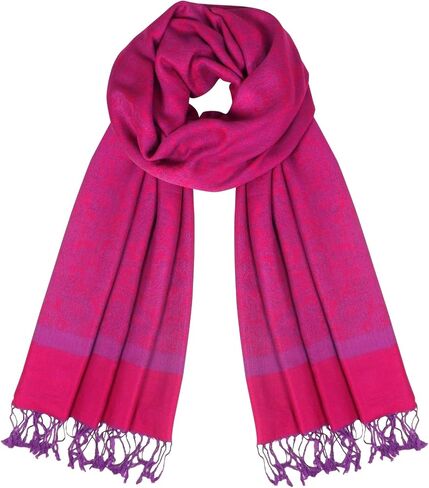Peach Couture Elegant Vintage Two Color Jacquard Paisley Pashmina Shawl Wrap in Saudi Arabia
