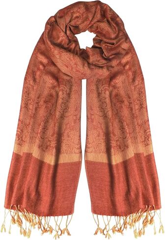 Peach Couture Elegant Vintage Two Color Jacquard Paisley Pashmina Shawl Wrap in Saudi Arabia