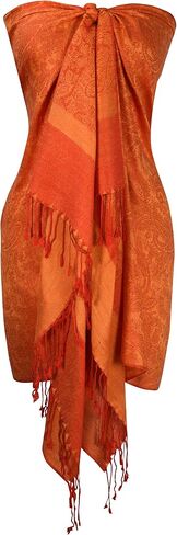 Peach Couture Elegant Vintage Two Color Jacquard Paisley Pashmina Shawl Wrap in Saudi Arabia