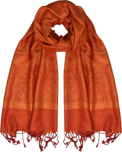 Peach Couture Elegant Vintage Two Color Jacquard Paisley Pashmina Shawl Wrap in Saudi Arabia