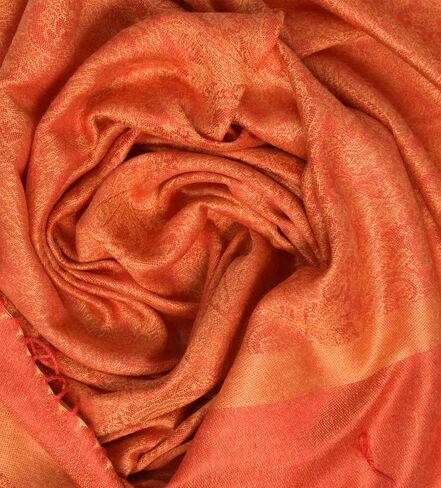 Peach Couture Elegant Vintage Two Color Jacquard Paisley Pashmina Shawl Wrap in Saudi Arabia