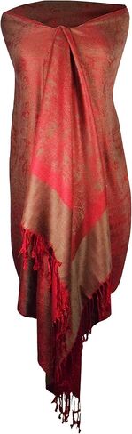 Peach Couture Elegant Vintage Two Color Jacquard Paisley Pashmina Shawl Wrap in Saudi Arabia