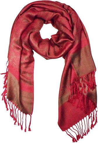 Peach Couture Elegant Vintage Two Color Jacquard Paisley Pashmina Shawl Wrap in Saudi Arabia
