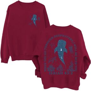 Whale Ocean Sweatshirt Whale Shark Sweatshirt Women When You Go Through Deep Waters Christian Shirt Long Sleeve in Saudi Arabia