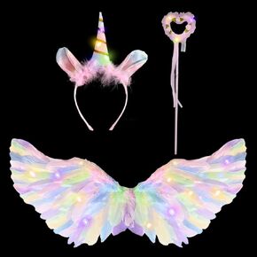 Angel Wings with LED Lights & Halo for Adults Kids, Light Up Feather Wings Costume for Halloween, Christmas in Saudi Arabia