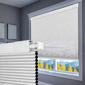 Customized Cellular Shades Cordless,Honeycomb Blinds for Indoor Windows, No Drill No Tools Thermal Insulated Window Shades Noise Reduction,Blackout White,45" W x 56" H in Saudi Arabia