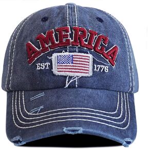 American Flag Patriotic Baseball Cap | Embroidered USA Flag 100% Cotton Adjustable Hat for Men & Women in Kuwait