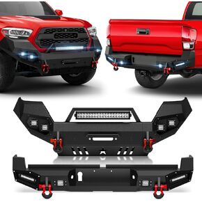 لمصد تاكوما الأمامي والخلفي من الجيل الثاني متوافق مع تويوتا تاكوما 2005-2015 مع لوحة ونش، لوحة انزلاقية، مصابيح LED، دعامة لوحة الترخيص، فتحات مستشعر، درع قابل للطلاء وحلقات على شكل حرف D، أسود in Kuwait