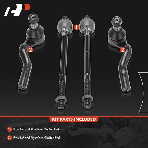A-Premium Set of 4, Front Inner Outer Tie Rod End Kit, Compatible with Mercedes-Benz E300 1996-1999, E420 1997, E430 1998-2002, E55 AMG 1999-2002, E320 1996-2003 in Saudi Arabia