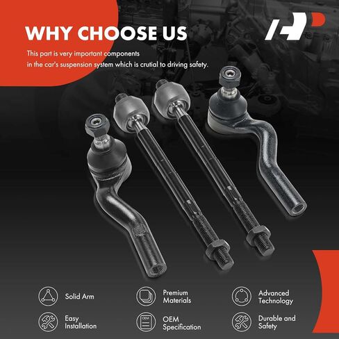 A-Premium Set of 4, Front Inner Outer Tie Rod End Kit, Compatible with Mercedes-Benz E300 1996-1999, E420 1997, E430 1998-2002, E55 AMG 1999-2002, E320 1996-2003 in Saudi Arabia