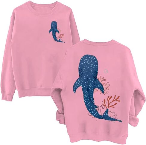 سويت شيرت نسائي من Whale Ocean، سويت شيرت Whale Shark للنساء عندما تمر عبر المياه العميقة، قميص مسيحي بأكمام طويلة in Saudi Arabia