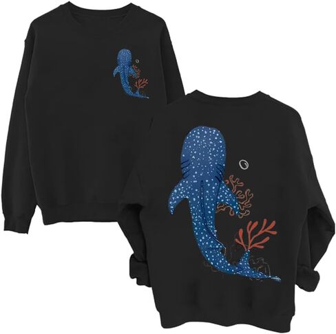 سويت شيرت نسائي من Whale Ocean، سويت شيرت Whale Shark للنساء عندما تمر عبر المياه العميقة، قميص مسيحي بأكمام طويلة in Saudi Arabia