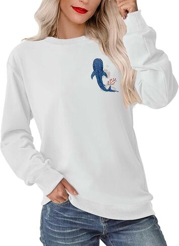 سويت شيرت نسائي من Whale Ocean، سويت شيرت Whale Shark للنساء عندما تمر عبر المياه العميقة، قميص مسيحي بأكمام طويلة in Saudi Arabia
