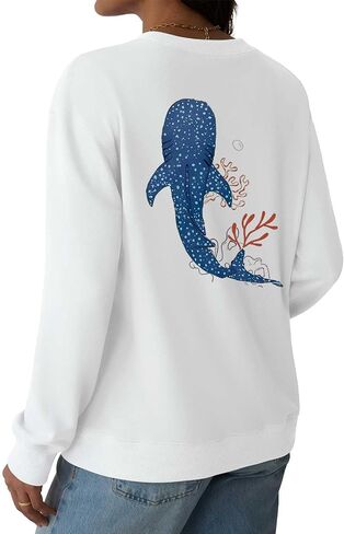 سويت شيرت نسائي من Whale Ocean، سويت شيرت Whale Shark للنساء عندما تمر عبر المياه العميقة، قميص مسيحي بأكمام طويلة in Saudi Arabia