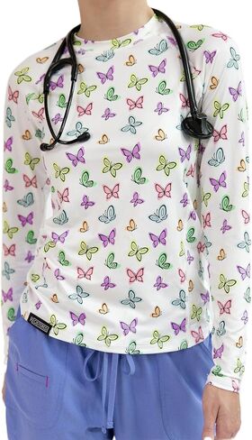 Women’s Athletic Underscrub Top – Long Sleeve, Base Layer, Multicolor Designs, Breathable, Stretch Fabric. in Saudi Arabia