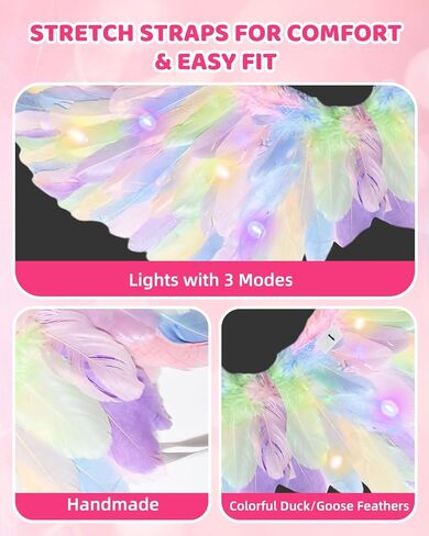 Angel Wings with LED Lights & Halo for Adults Kids, Light Up Feather Wings Costume for Halloween, Christmas in Saudi Arabia
