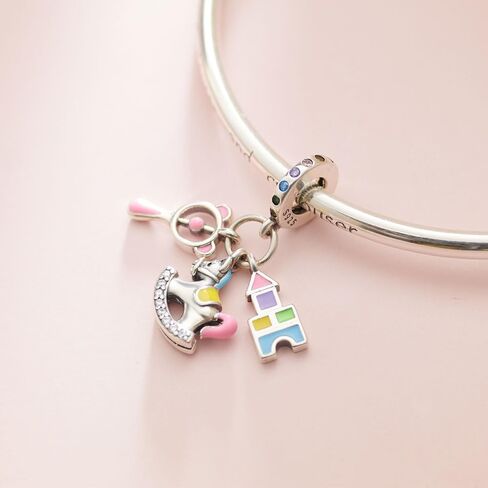 925 فضة سحر لباندورا سوار الوليد حزب قدم زجاجة تستخدم في الرضاعة هزاز الحصان الدب سحر للأم هدايا للاستحمام in Kuwait