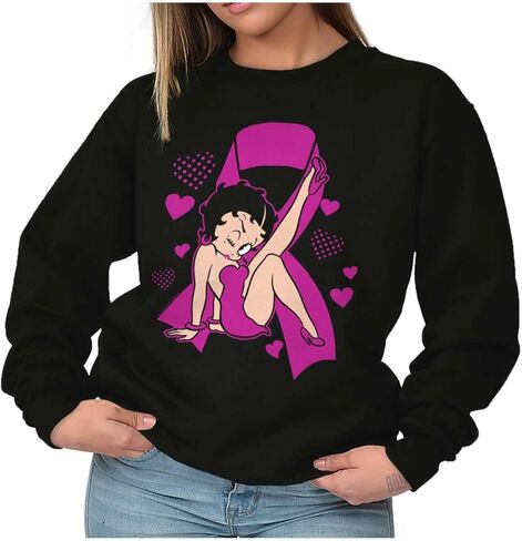Betty Boop Breast Cancer Pink Ribbon Women Crewneck Sweatshirt in Saudi Arabia