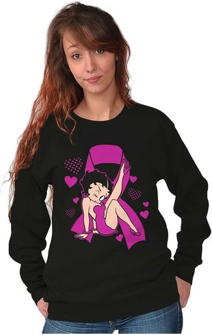 Betty Boop Breast Cancer Pink Ribbon Women Crewneck Sweatshirt in Saudi Arabia