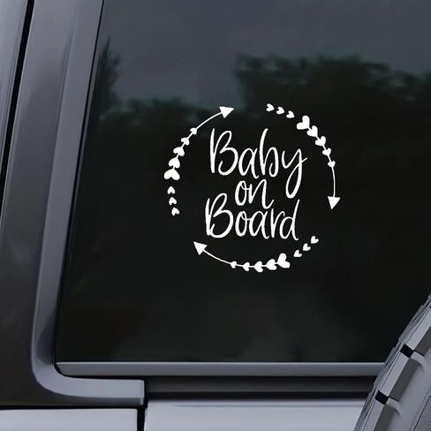 ملصقات سيارة Baby on Board، ملصق تحذير للسلامة من الفينيل مقاس 5.16 بوصة × 5.16 بوصة، ملصقات ممتصة للصدمات مضحكة قابلة للإزالة، لافتات للأطفال على اللوحة للكمبيوتر المحمول على جدار السيارة والشاحنة (أبيض) in Saudi Arabia