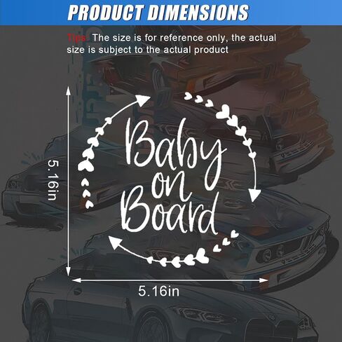 ملصقات سيارة Baby on Board، ملصق تحذير للسلامة من الفينيل مقاس 5.16 بوصة × 5.16 بوصة، ملصقات ممتصة للصدمات مضحكة قابلة للإزالة، لافتات للأطفال على اللوحة للكمبيوتر المحمول على جدار السيارة والشاحنة (أبيض) in Saudi Arabia