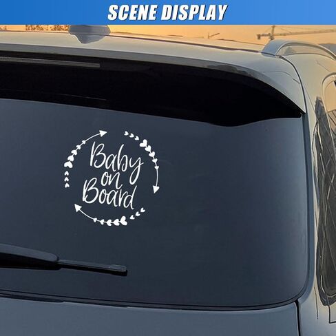 ملصقات سيارة Baby on Board، ملصق تحذير للسلامة من الفينيل مقاس 5.16 بوصة × 5.16 بوصة، ملصقات ممتصة للصدمات مضحكة قابلة للإزالة، لافتات للأطفال على اللوحة للكمبيوتر المحمول على جدار السيارة والشاحنة (أبيض) in Saudi Arabia