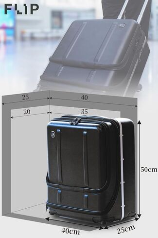 FLIP The Suitcase That Turns Into a Shelf 47L Carry-On Lightweight Polycarbonate Silent Detachable Wheels TSA Lock Front-Open PC Cabin Approved for Business Travel Easy Caster Replacement (Black) in Saudi Arabia