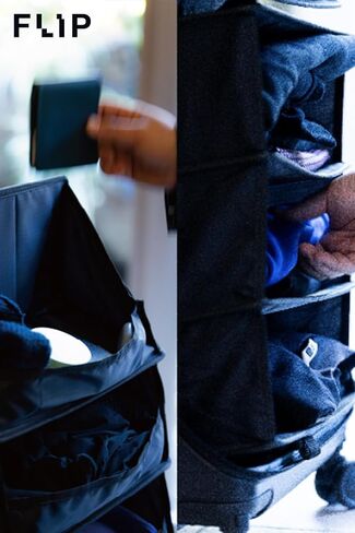 FLIP The Suitcase That Turns Into a Shelf 47L Carry-On Lightweight Polycarbonate Silent Detachable Wheels TSA Lock Front-Open PC Cabin Approved for Business Travel Easy Caster Replacement (Black) in Saudi Arabia