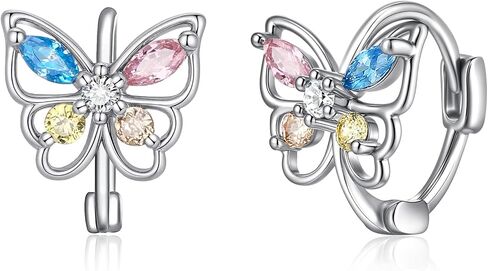 925 Sterling Silver Butterfly Earrings for Girls, Multicolored CZ Hypoallergenic Butterfly Stud Earrings Butterfly Gifts for Daughter Granddaughter in Saudi Arabia