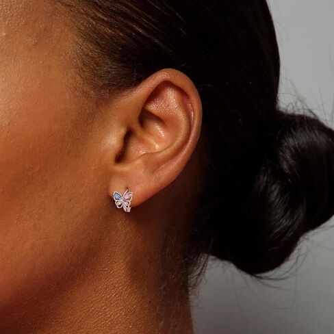 925 Sterling Silver Butterfly Earrings for Girls, Multicolored CZ Hypoallergenic Butterfly Stud Earrings Butterfly Gifts for Daughter Granddaughter in Saudi Arabia