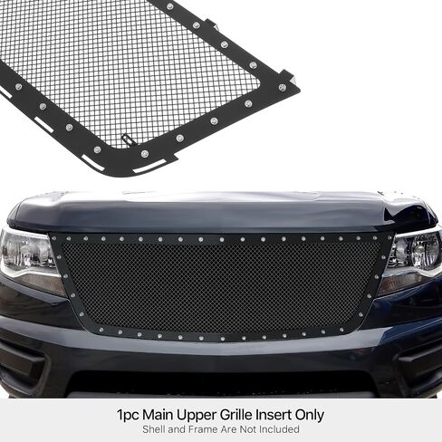 APS Compatible with Chevy Colorado 2015-2020 Main Upper Stainless Steel Black Mesh Rivet Studs Front Grill Grille Insert CL6357H in Saudi Arabia