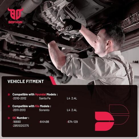 BDFHYK المحول الحفاز العادم BDFHYK مع طقم طوقا متوافق مع KIA Sorento 14-15 ، متوافق مع Hyundai Santa Fe Sport 13-16 ، L4 2.4L ، EPA متوافق ، استبدل 64157777 in Kuwait
