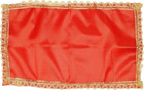 Aditri Creation Set of 2 Decorative Chunari/Chunar/Chunni Cloth+Pooja Mat/Aasan for Indian Traditional Multipurpose Pooja Festival Decorations Item (Size :- chunari -15"x10", Mat -10"x6") (Red) in Saudi Arabia