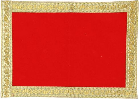 Aditri Creation Set of 2 Decorative Chunari/Chunar/Chunni Cloth+Pooja Mat/Aasan for Indian Traditional Multipurpose Pooja Festival Decorations Item (Size :- chunari -15"x10", Mat -10"x6") (Red) in Saudi Arabia